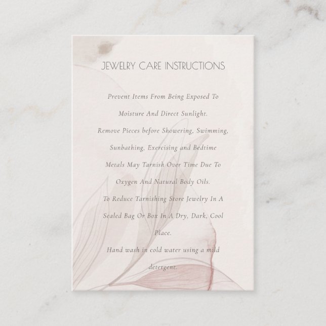 Carte De Visite Aquarelle Abstraite Foliage Blush Bijouterie (Devant)