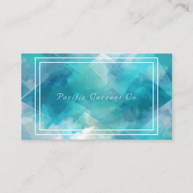 Carte De Visite Aquarelle Abstraite moderne Turquoise géométrique (Devant)
