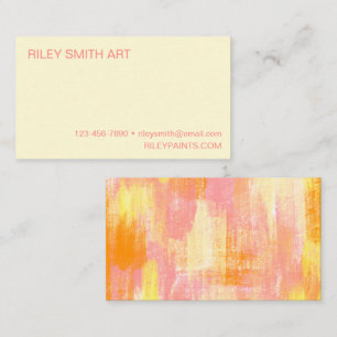 Carte De Visite Aquarelle Abstraite simple orange jaune rose