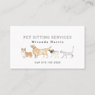 Carte De Visite Aquarelle Animaux Animaux Animaux de compagnie Sit