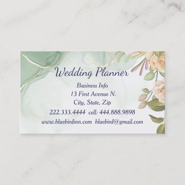Carte De Visite Aquarelle Antique Rose Wedding planner Personnalis (Devant)