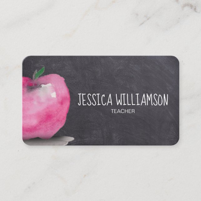Carte De Visite Aquarelle APPLE sur tableau à clapet Enseignant mo (Devant)