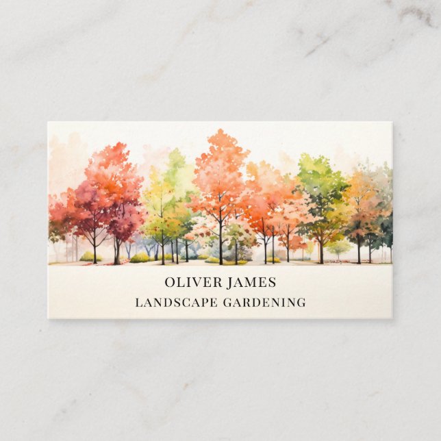 Carte De Visite Aquarelle Arbres Paysage Plante de jardinage (Devant)