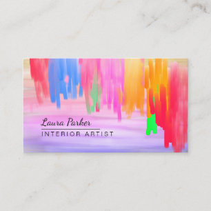 Carte De Visite Aquarelle arc-en-ciel violet Artiste peint Abstrai