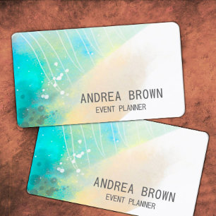 Carte De Visite aquarelle art couleurs pastel double face personna