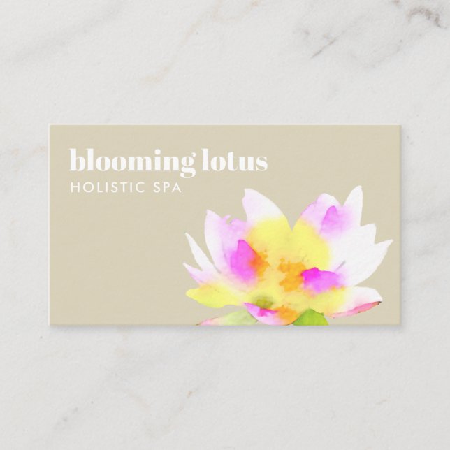 Carte De Visite Aquarelle artistique Fleur de Lotus Beauté naturel (Devant)