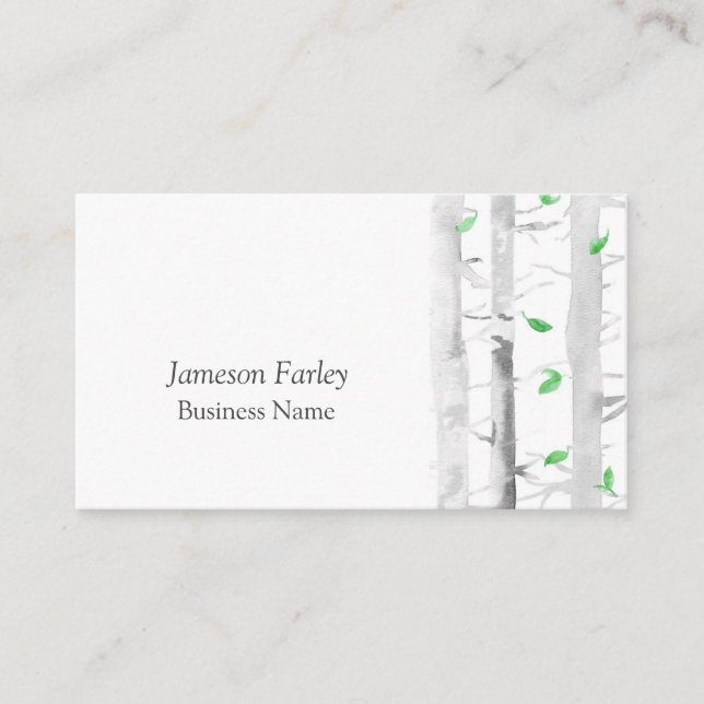 Carte De Visite Aquarelle Aspen Birch Tree (Devant)