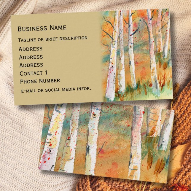 Carte De Visite Aquarelle Automne Aspen Trees (Créateur téléchargé)