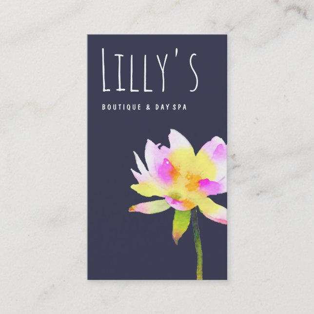 Carte De Visite Aquarelle blanc Lotus Holistic Health Spa (Devant)