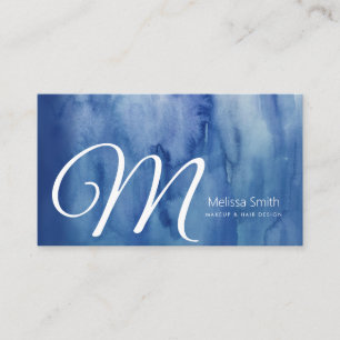 Carte De Visite Aquarelle bleu Abstrait Maquillage Artiste Salon d