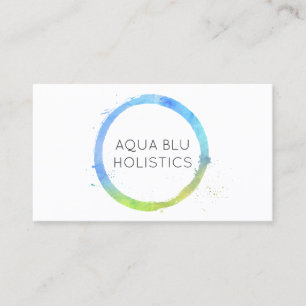 Carte De Visite Aquarelle bleu Aqua Logo Cercle Peint