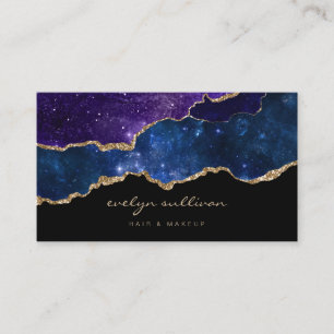 Carte De Visite aquarelle bleu ciel violet agneau sur noir