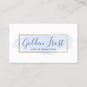 Carte De Visite Aquarelle bleu clair & Or moderne Géométrique Chic