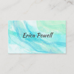 Carte De Visite aquarelle bleu et turquoise élégant design
