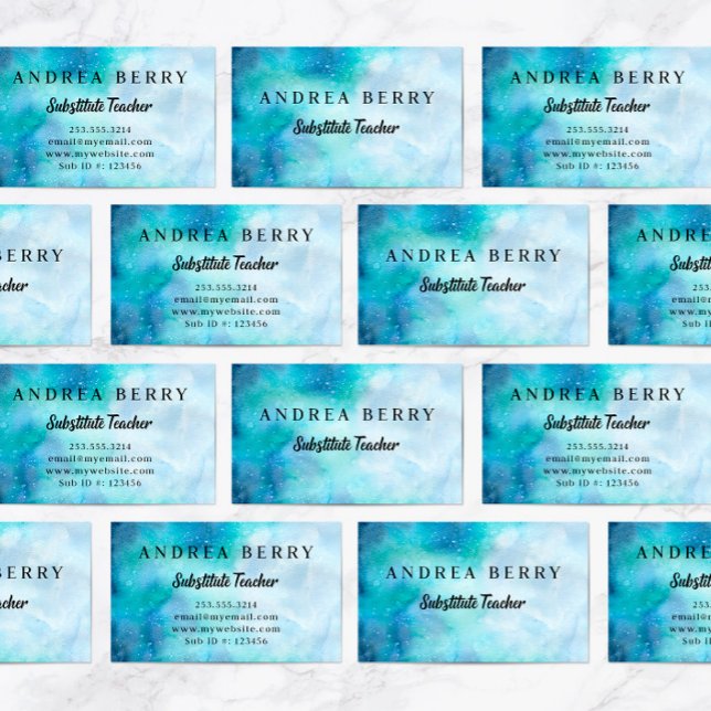 Carte De Visite Aquarelle bleu moderne (Créateur téléchargé)