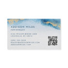 Aquarelle bleu or Feuilles botaniques Abstrait QR