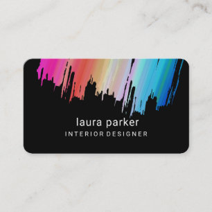 Carte De Visite Aquarelle bleu rose Splatter Abstrait moderne