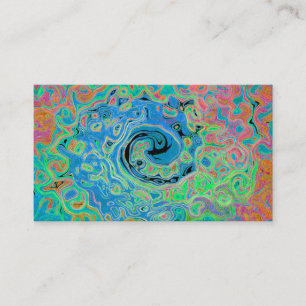 Carte De Visite Aquarelle bleu Super Abstrait rétro liquide