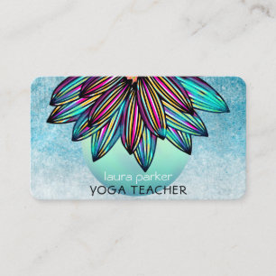 Carte De Visite Aquarelle bleu turquoise Lotus Fleur Yoga Holistiq