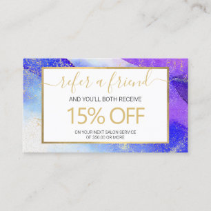 Carte De Visite Aquarelle bleue Abstraite Faux Gold Dust Referendu