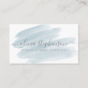 Carte De Visite Aquarelle Bleue Poussiéreuse Claire Débordante