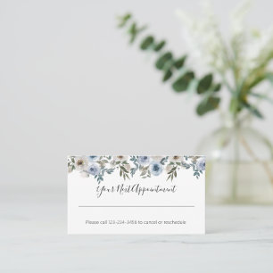Carte De Visite Aquarelle bleue Rappel de rendez-vous floral
