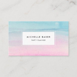 Carte De Visite Aquarelle bleue rose Ombre moderne