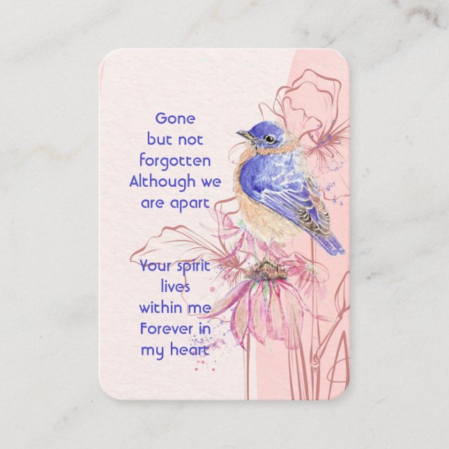 Carte De Visite Aquarelle Bluebird Garden Souvenir (Devant)