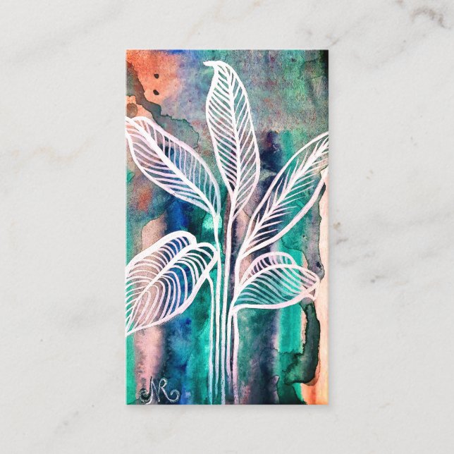 Carte De Visite Aquarelle botanique moderne Ajouter votre code QR  (Devant)
