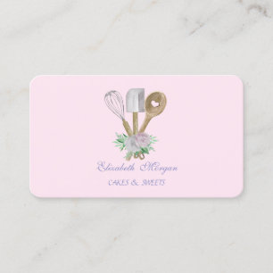 Carte De Visite Aquarelle Boulangerie Pâtisserie Outils à main Fle