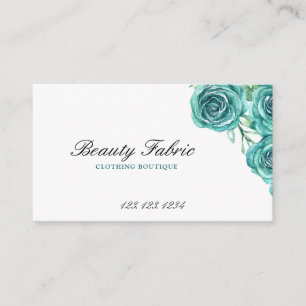 Carte De Visite Aquarelle Boutique de mode Roses Turquoises