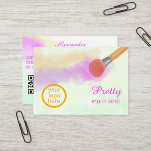 Carte De Visite Aquarelle Brosse Beauté Maquillage profession