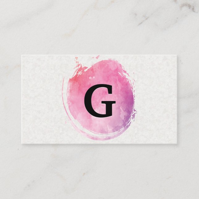 Carte De Visite Aquarelle broyée | Gros monogramme (Devant)