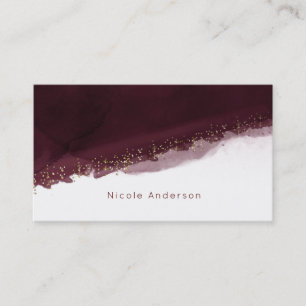 Carte De Visite Aquarelle Cerise Noire Or Moderne Élégant Chic
