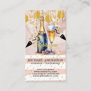Carte De Visite Aquarelle Champagne / Confetti et Ballons