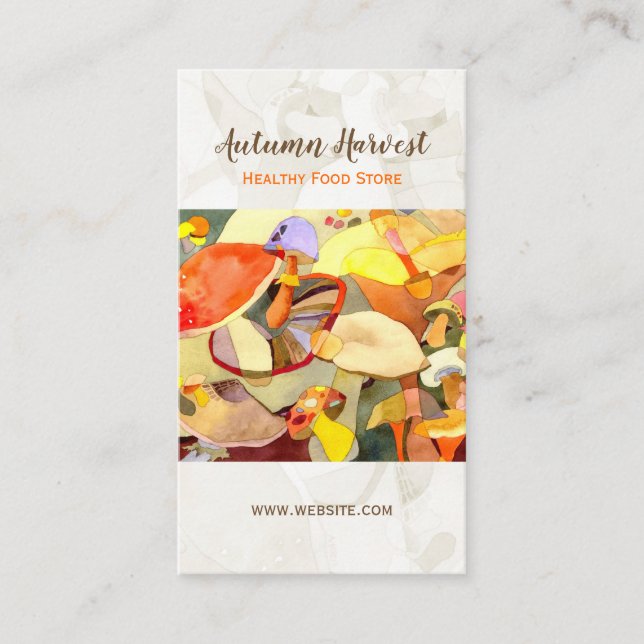 Carte De Visite Aquarelle Champignons Santé Aliments (Devant)