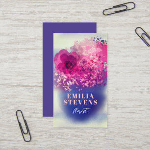 Carte De Visite Aquarelle chic rose et bordeaux