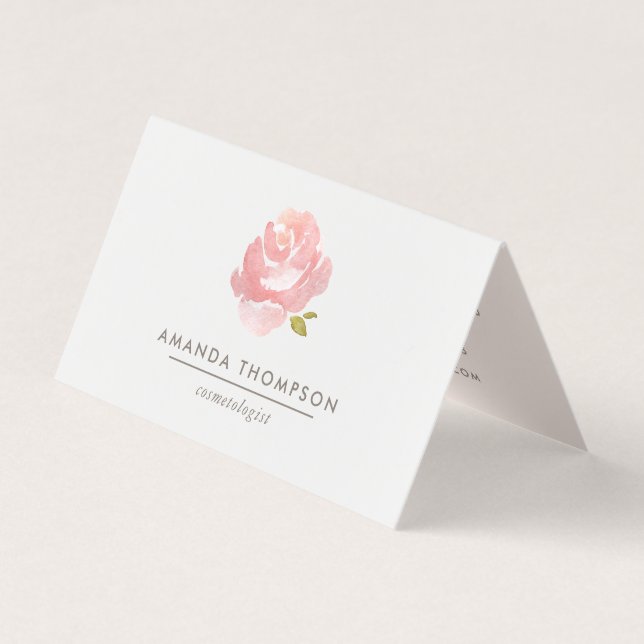 Carte De Visite Aquarelle Chic Rose rose rose (Devant)