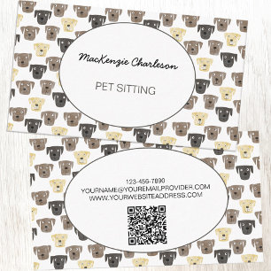 Carte De Visite Aquarelle chien animal de compagnie assis QR Code