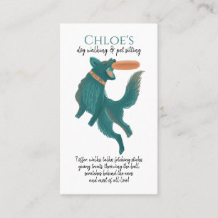 Carte De Visite Aquarelle Chien Frisbee Chien Marcheur Pot