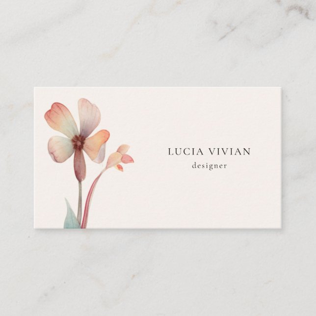 Carte De Visite Aquarelle classique Concepteur Floral (Devant)