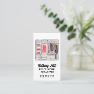 Carte De Visite Aquarelle Closet Home Organisateur QR Code