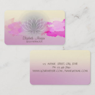Carte De Visite Aquarelle colorée moderne pointe de pinceau Lotus