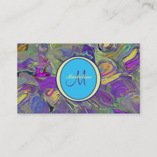 Carte De Visite Aquarelle colorée Monogramme Motif Abstrait