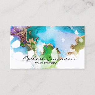 Carte De Visite Aquarelle colorée Or huile moderne chic