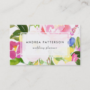Carte De Visite Aquarelle colorée Printemps fleurit Floral