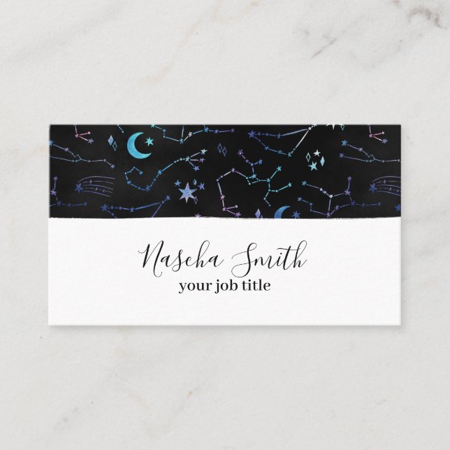 Carte De Visite Aquarelle Cosmique Starry Constellation moderne (Devant)