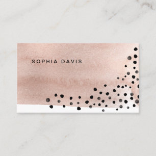 Carte De Visite Aquarelle couleur or rose avec points noirs