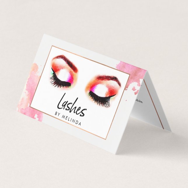 Carte De Visite Aquarelle créative Eyelashes Aftercare Foled (Devant)