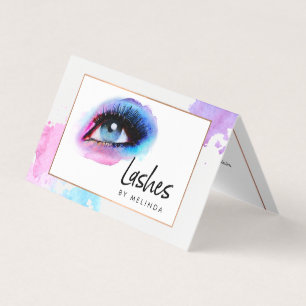 Carte De Visite Aquarelle créative Eyelashes Bleu Aftercare II
